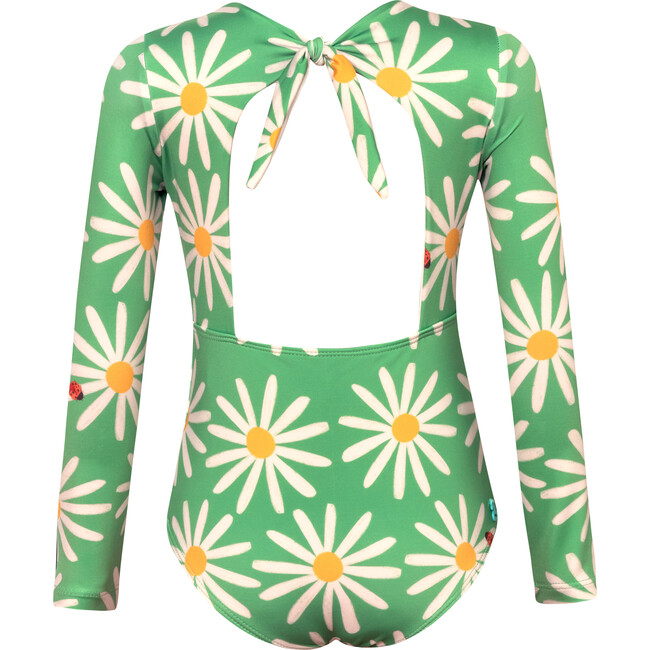 Sun Daisy Bug Print Long Sleeve One-Piece Swimsuit, Green - One Pieces - 3