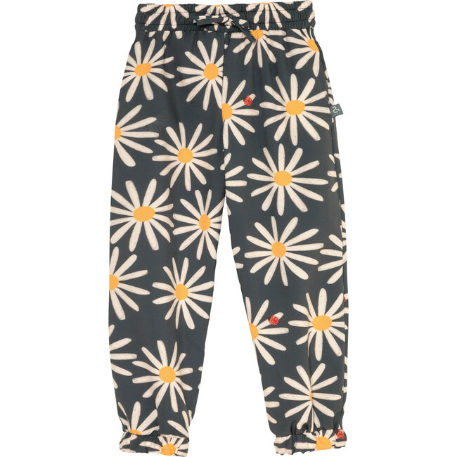 Picnic Daisy Bug Print Elastic Waist Pants, Grey