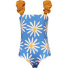 Bamba Daisy Bug Print Puff Strap One-Piece Swimsuit, Blue - One Pieces - 1 - thumbnail