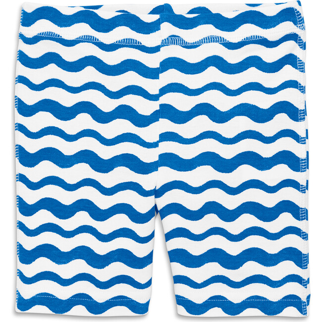 Kids Organic Pj Short In Watercolor Waves, Blueberry Watercolor Wave - Pajamas - 1