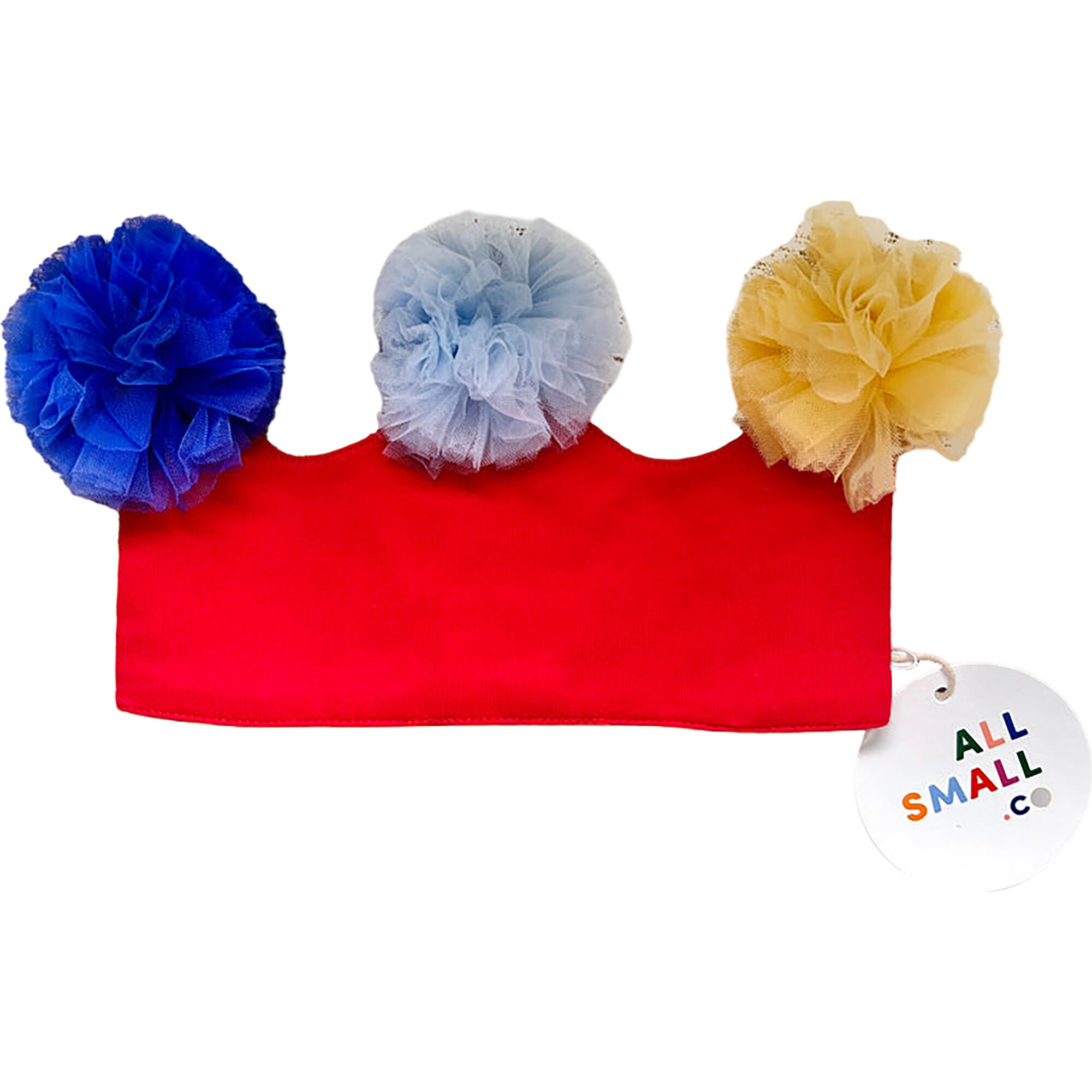 Pom Pom Crown Headband, Red & Multicolors - Headbands - 1