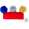 Pom Pom Crown Headband, Red & Multicolors - Headbands - 1 - thumbnail