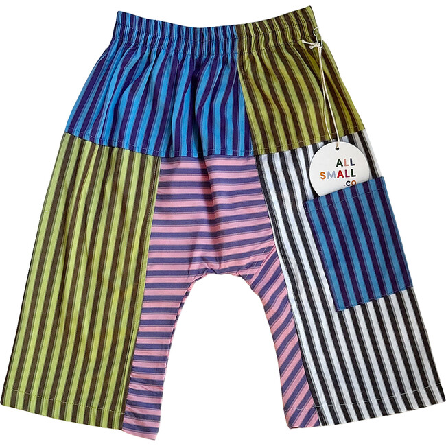 Pencil Stripe Fisherman Elastic Waist Crop Pant, Multicolors