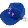 Flat Brim Flower Embroidered Baseball Cap, Blue - Hats - 1 - thumbnail