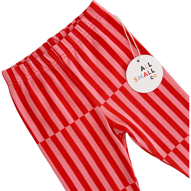 Patch Striped Elastic Waist Pocket Leggings, Red - Leggings - 3