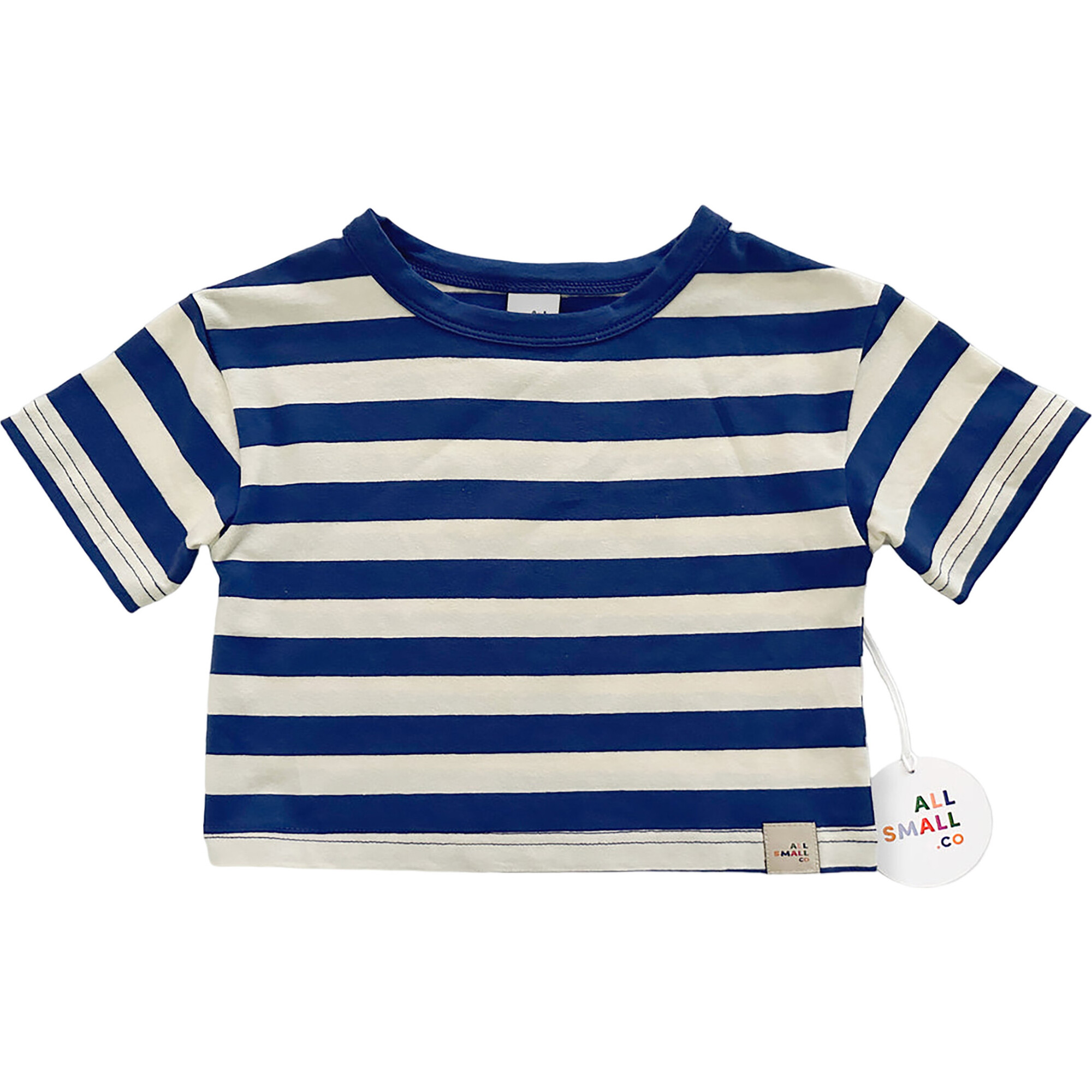 90s Oversized Striped Crew Neck Short Sleeve Tee, Multicolors - T-Shirts - 1