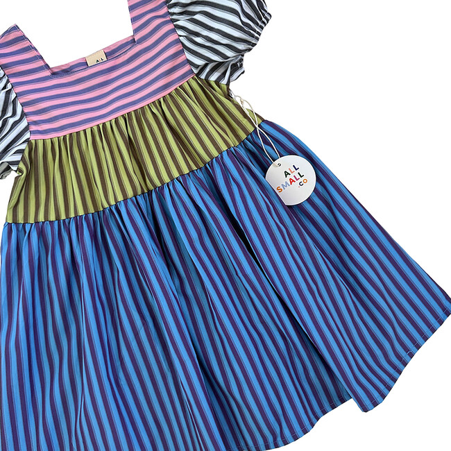 Pencil Striped Puff Sleeve Tiered Dress, Multicolors - Dresses - 4