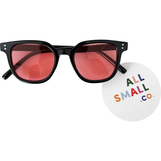 Y2K Square Frame Colored Sunglasses, Black & Rose