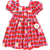 Berry Bloom Print Puff Sleeve Tiered Dress, Pink & Red - Dresses - 1 - thumbnail