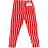 Patch Striped Elastic Waist Pocket Leggings, Red - Leggings - 4