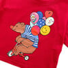 Circus Bear Print Crew Neck Short Sleeve Tee, Red - T-Shirts - 4