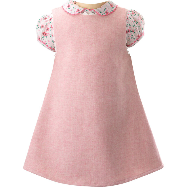 Tweed Pinafore Short Sleeve Blouse & Dress Set, Dusty Pink