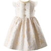 Star Tulle Ruffle Shoulder Damask Dress, Ivory & Gold - Dresses - 1 - thumbnail