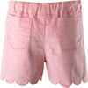 Scalloped Corduroy Elastic Waist Shorts, Powder Pink - Shorts - 2