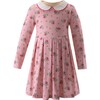 Rosebud Floral Peter Pan Collar Jersey Dress, Soft Pink & Ivory - Dresses - 1 - thumbnail