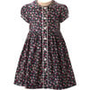 Poppy Floral Print Short Puff Sleeve Button-Front Dress, Navy & Ivory - Dresses - 1 - thumbnail