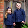 Quilted Corduroy Collar Front Pocket Jacket, Navy - Coats - 2