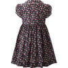 Poppy Floral Print Short Puff Sleeve Button-Front Dress, Navy & Ivory - Dresses - 2