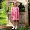 Polka Dot Bow Print Tiered Jersey Dress, Pink & Ivory - Dresses - 3