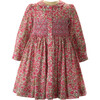 Petal Blossom Print Embroidered Button-Front Smocked Dress, Pink - Dresses - 1 - thumbnail