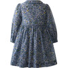 Petal Blossom Print Embroidered Button-Front Smocked Dress, Blue - Dresses - 2
