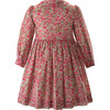 Petal Blossom Print Embroidered Button-Front Smocked Dress, Pink - Dresses - 2