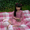 Petal Blossom Print Embroidered Button-Front Smocked Dress, Pink - Dresses - 3