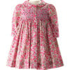 Petal Blossom Print Embroidered Button-Front Smocked Dress & Bloomers, Pink - Dresses - 1 - thumbnail