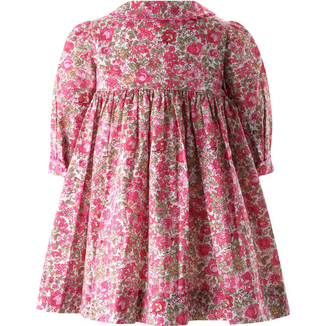 Petal Blossom Print Embroidered Button-Front Smocked Dress & Bloomers, Pink - Dresses - 3