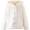 Girl's Faux Fur Short Hooded Coat, Ivory - Faux Fur Coats - 1 - thumbnail