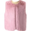 Girl's Faux Fur Gilet, Powder Pink - Faux Fur Coats - 1 - thumbnail