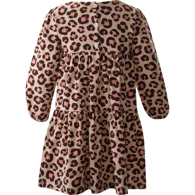 Leopard Print Tiered Jersey Dress, Brown - Dresses - 2