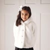 Girl's Faux Fur Short Hooded Coat, Ivory - Faux Fur Coats - 3