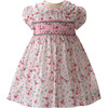 Floral Petal Short Puff Sleeve Smocked Dress & Bloomers, Pink - Dresses - 1 - thumbnail