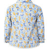 Floral Print Frill Lace Trim Button-Front Blouse, Pastel Blue & Yellow - Blouses - 2