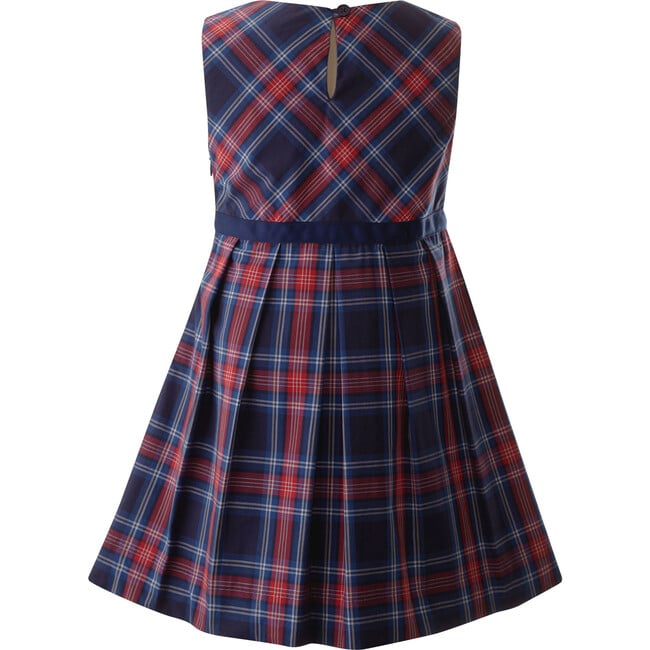 Flared Plaid Sleeveless Pleated Skirt Dress, Navy - Dresses - 2