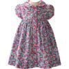 Candy Floral Print Short Puff Sleeve Button-Front Dress & Bloomers, Pastel Blue & Pink - Dresses - 1 - thumbnail