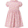 Candy Floral Print Short Puff Sleeve Button-Front Dress, Pastel Blue & Pink - Dresses - 2