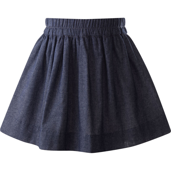 Chambray Elastic Waist Pull-On Skirt, Navy