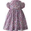 Candy Floral Print Short Puff Sleeve Button-Front Dress & Bloomers, Pastel Blue & Pink - Dresses - 3