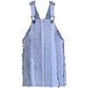 Striped Adjustable Buckle Denim Jumper Dress, Blue - Dresses - 1 - thumbnail