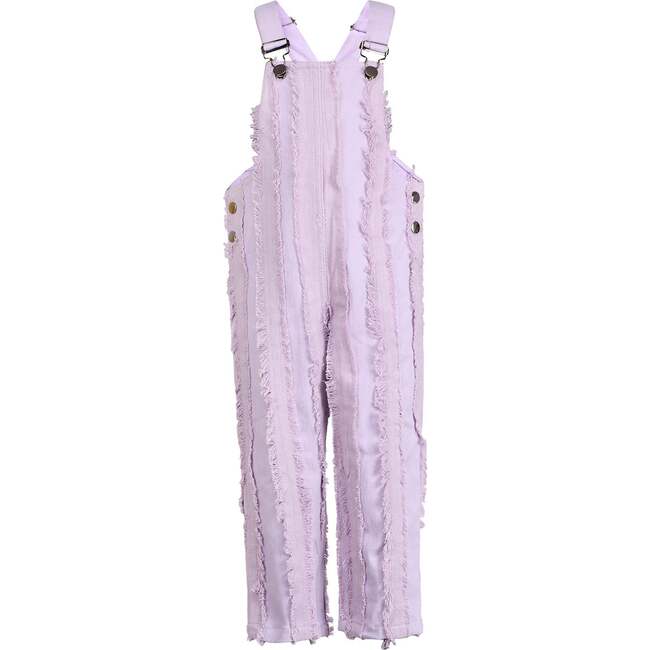 Striped Adjustable Buckle Denim Overall, Purple