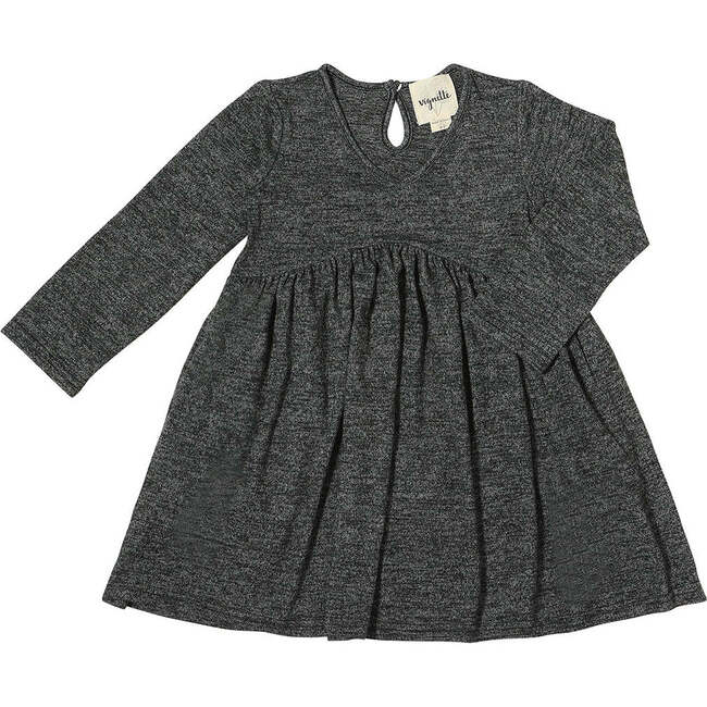 Winnie V-Neck Long Sleeve Pleated Dress, Heathered Charcoal