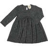 Winnie V-Neck Long Sleeve Pleated Dress, Heathered Charcoal - Dresses - 1 - thumbnail