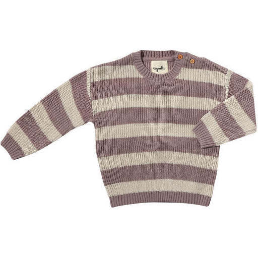 Saylor Knit Striped Ribbed Sweater, Lavender