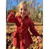 Shannon Corduroy Long Sleeve Belted Coat Dress, Pumpkin - Dresses - 3