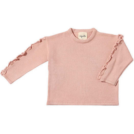 Jess Knit Ruffle Long Sleeve Sweater, Rose