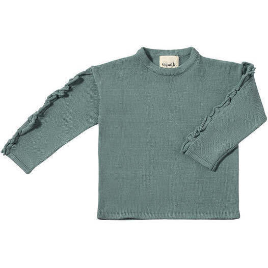 Jess Knit Ruffle Long Sleeve Sweater, Sage