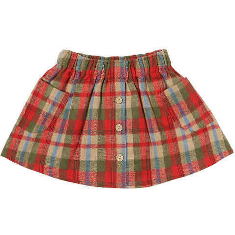 Jaycee Checked 3-Buttoned Pocket Mini Skater Skirt, Autumn Plaid