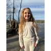 Jessa Boho Long Puff Sleeve Smocked Cuff T-Shirt, Oatmeal - Sweatshirts - 2